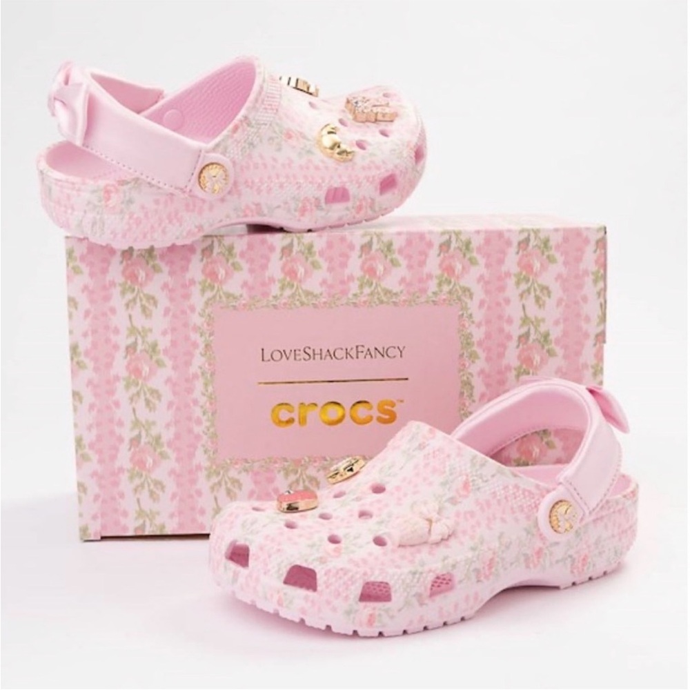 CROCS x Love Shack Fancy Pink Milk Floral Clogs - Picture 2 of 9